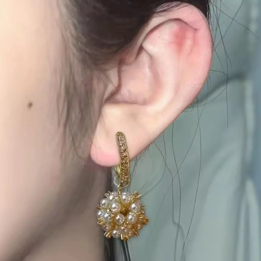 Anthropologie Gold Pearl Drop Earrings